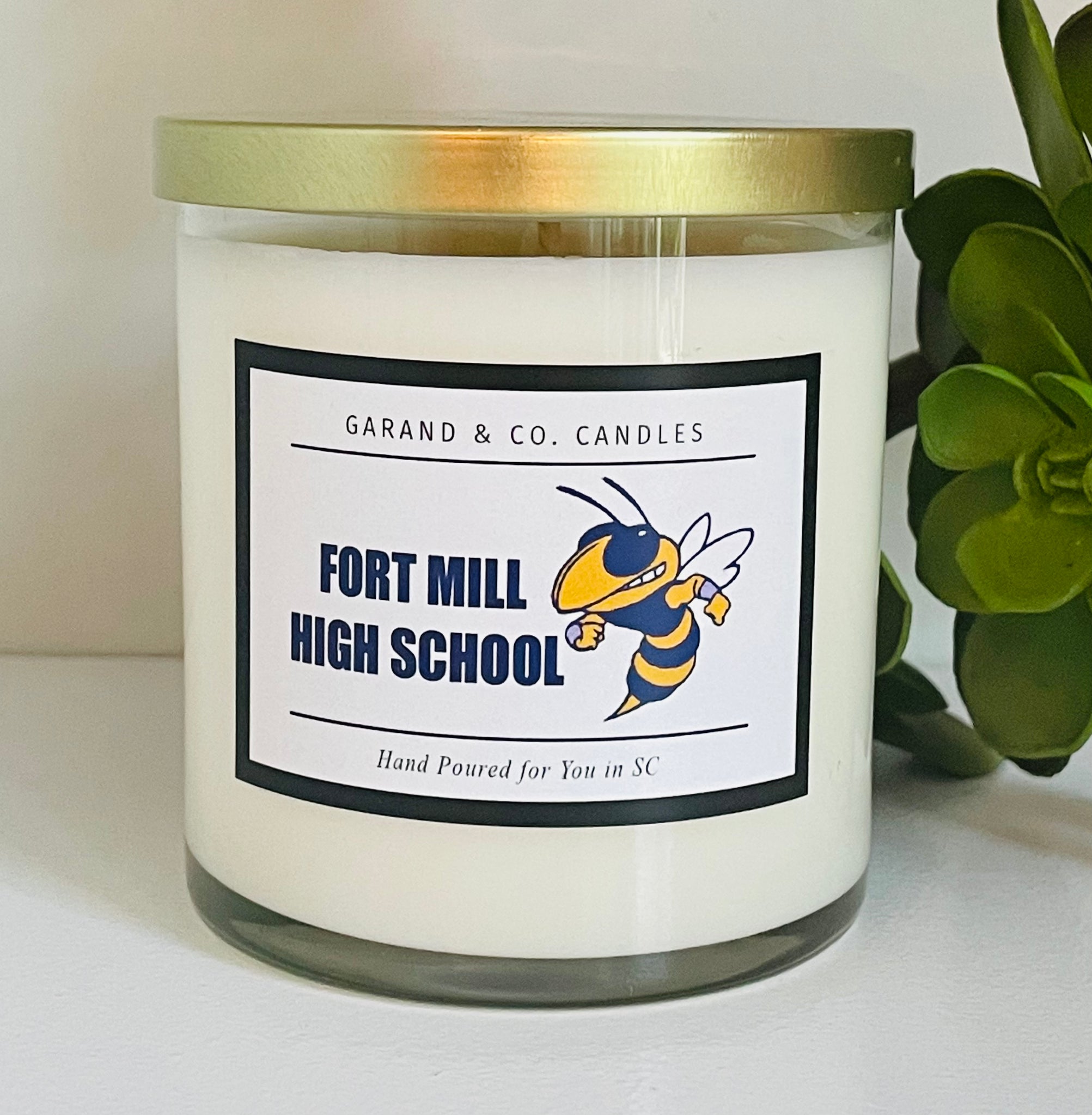 12 oz Clear Glass Jar Candle - Fort Mill Yellow Jackets