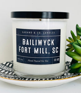 12 oz Clear Glass Jar Candle - Bailiwyck Fort Mill, SC