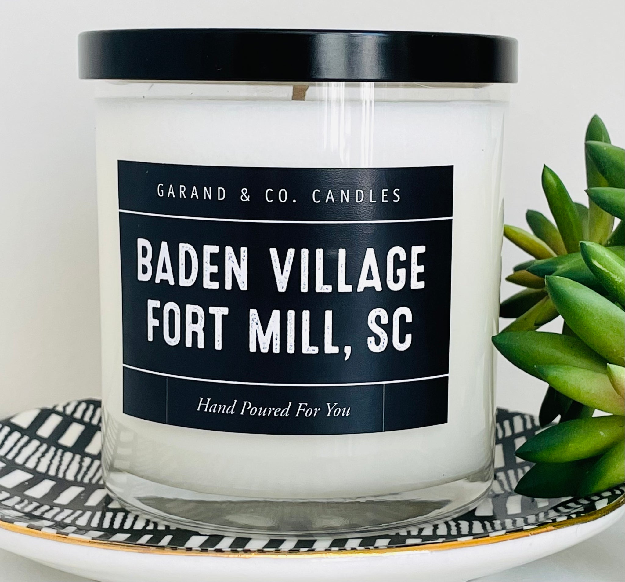 12 oz Clear Glass Jar Candle - Baden Village Fort Mill SC