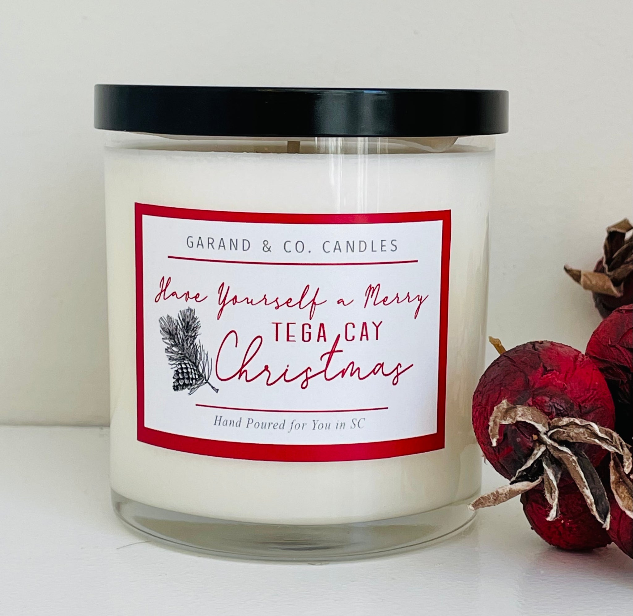 12 oz Clear Glass Jar Candle -  Have Yourself A Merry Tega Cay Christmas