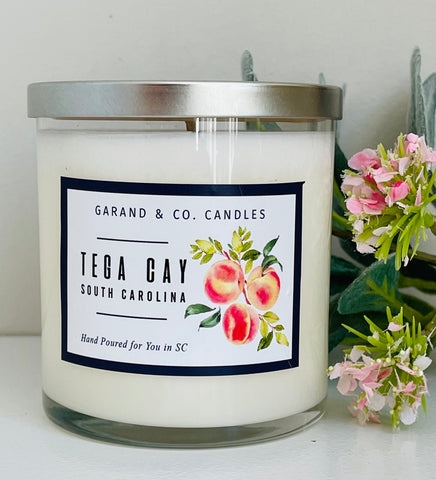 12 oz Clear Glass Jar Candle -  Tega Cay, SC Peaches
