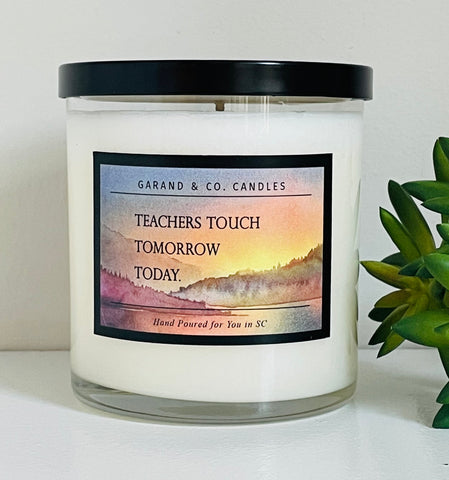 12 oz Clear Glass Jar Candle -  Teachers Touch Tomorrow Today