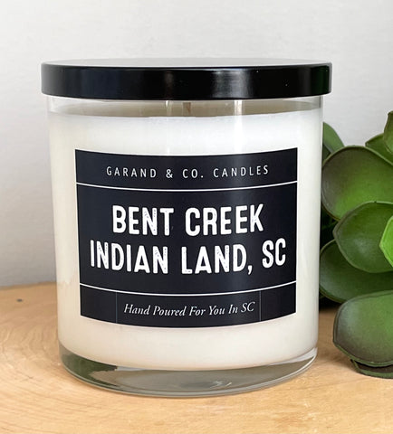 12 oz Clear Glass Jar Candle - Bent Creek Indian Land, SC