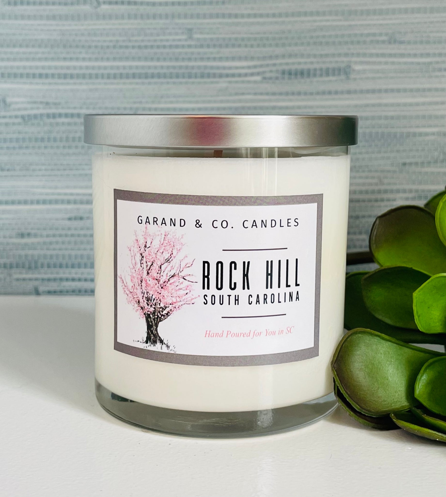 12 oz Clear Glass Jar Candle -  Rock Hill, SC Spring Peach Tree