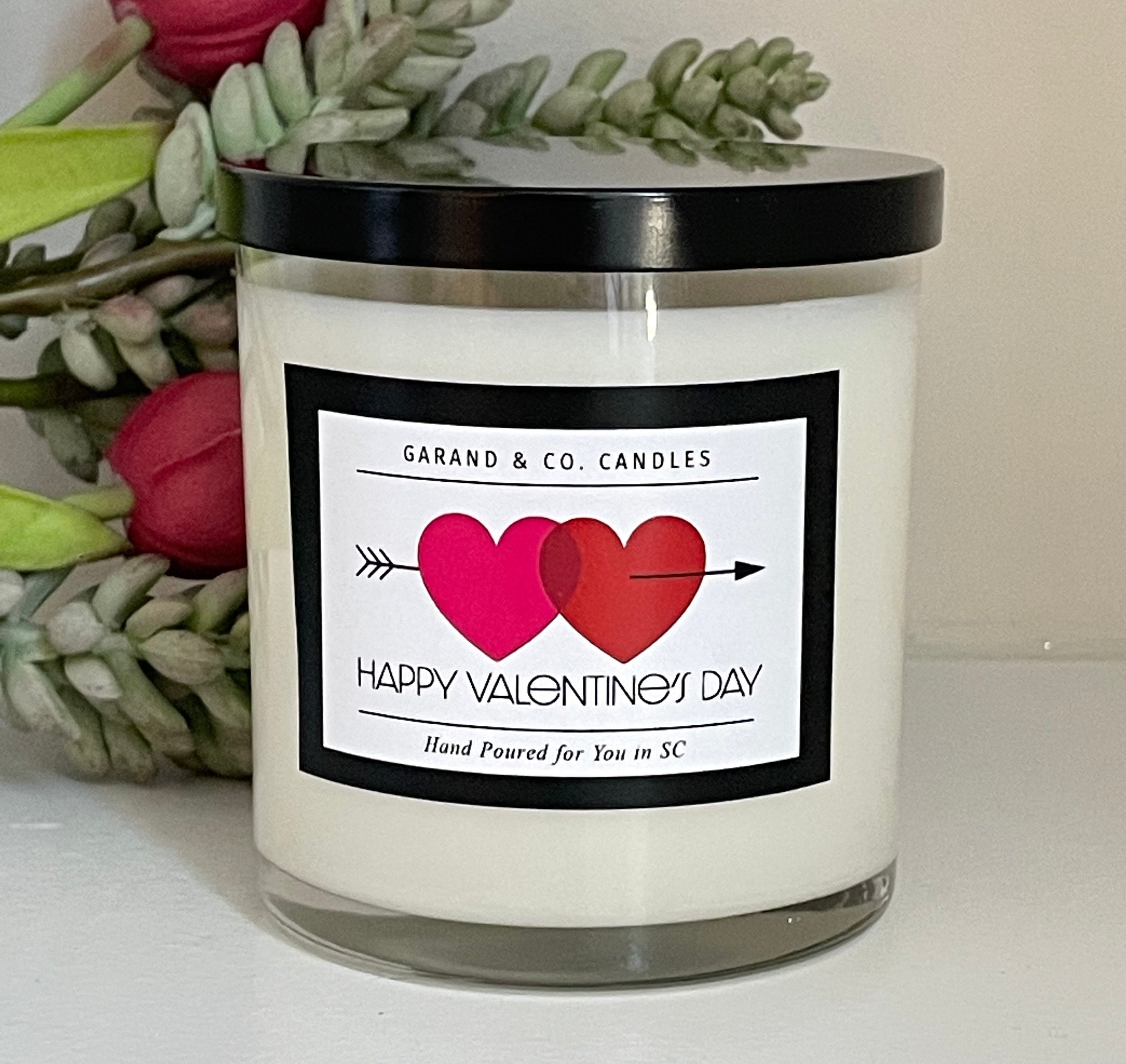 12 oz Clear Glass Jar Candle -  Happy Valentine’s Day