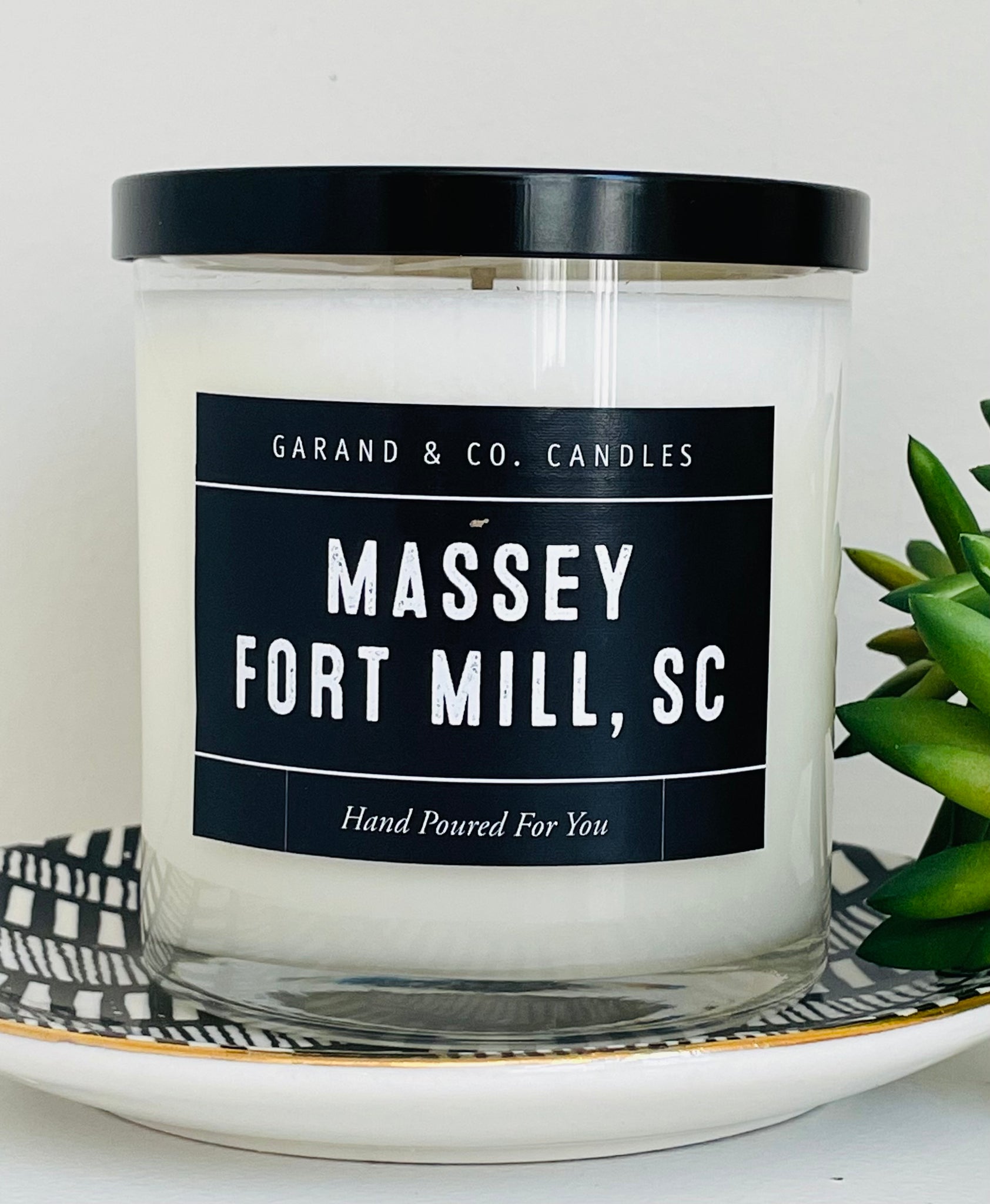 12 oz Clear Glass Jar Candle - Massey Fort Mill, SC