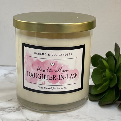 12 oz Clear Glass Jar Candle -  Blessed to Call You Daughter-In-Law