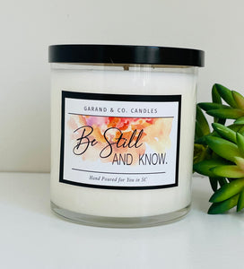 12 oz Clear Glass Jar Candle -  Be Still And Know