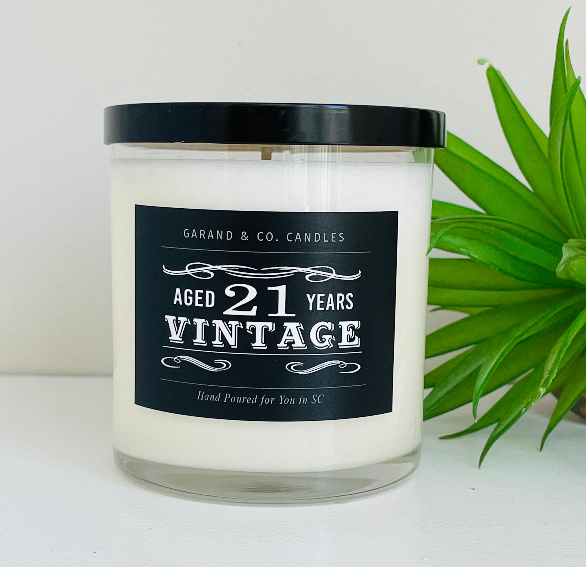 12 oz Clear Glass Jar Candle - "Vintage" 21st Birthday Candle