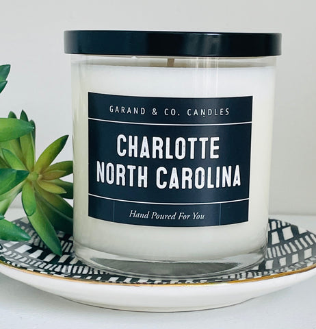 12 oz Clear Glass Jar Candle - Charlotte, NC Black Label