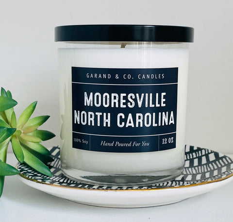 12 oz Clear Glass Jar Candle - Mooresville, North Carolina