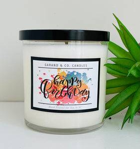 12 oz Clear Glass Jar Candle -  Happy Birthday Colorful and Fun