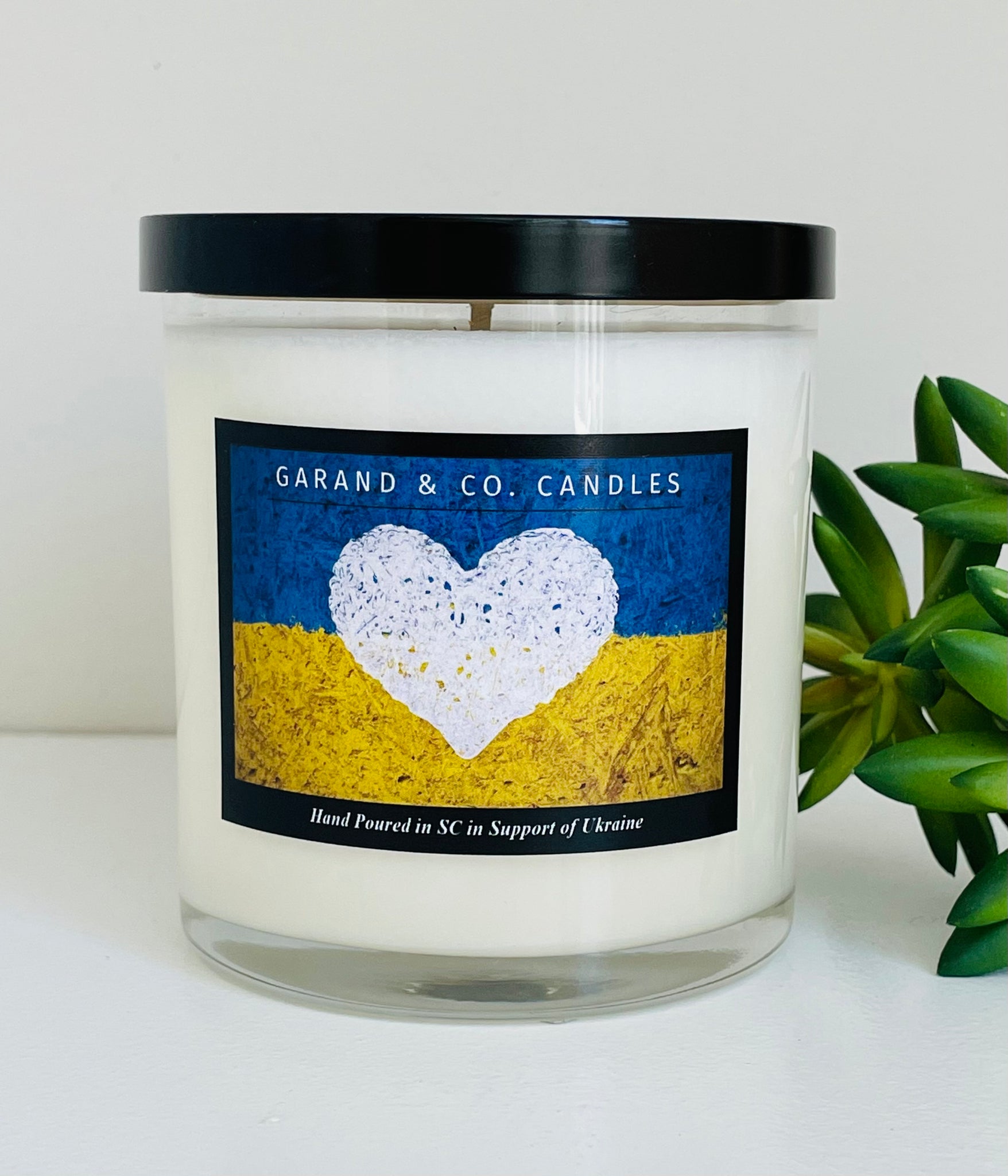 12 oz Clear Glass Jar Candle - Support Ukraine