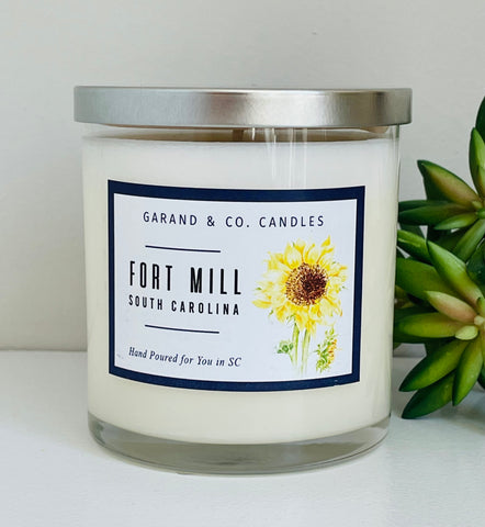 12 oz Clear Glass Jar Candle - Fort Mill, SC Sunflower