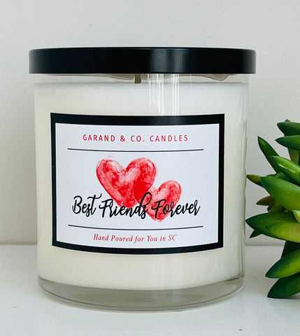 12 oz Clear Glass Jar Candle -  Best Friends Forever Heart