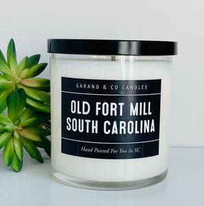 12 oz Clear Glass Jar Candle - Old Fort Mill, South Carolina