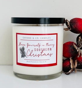 12 oz Clear Glass Jar Candle -  Have Yourself A Merry Southern Christmas