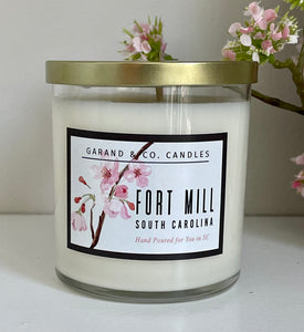 12 oz Clear Glass Jar Candle -  Fort Mill Spring Peach Blossoms
