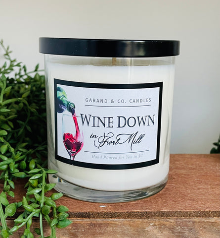 12 oz Clear Glass Jar Candle -  Wine Down In Fort Mill